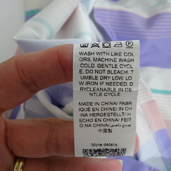 Shein Striped Dress Tie Belted Waist Girls Size 110 4-5 Yrs Purple Pink Keyhole - Picture 8 of 11